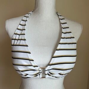 Polo LAUREN Ralph Lauren Dylan Stripe Halter Swimsuit Top Size Women's 14 NWT
